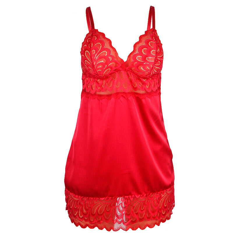 SUBBLIME BABYDOLL DE CETIM COM RENDA VERMELHA S M