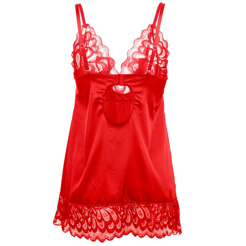 SUBBLIME BABYDOLL DE CETIM COM RENDA VERMELHA S M