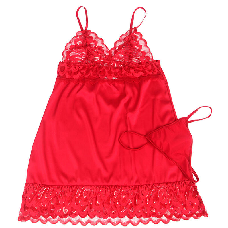 SUBBLIME BABYDOLL DE CETIM COM RENDA VERMELHA S M