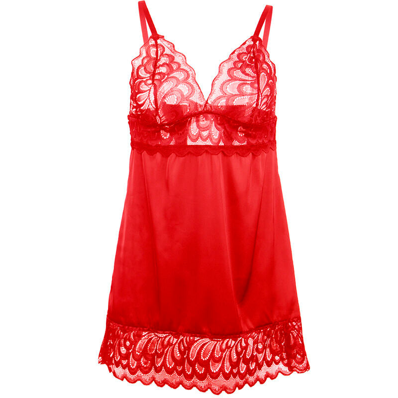 SUBBLIME BABYDOLL DE CETIM COM RENDA VERMELHA L XL