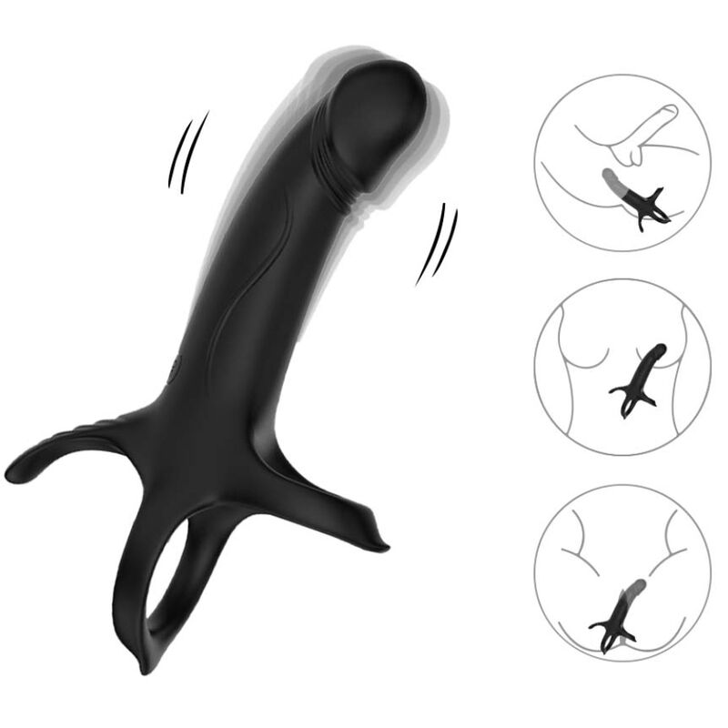 ARMONY DILDO COM ANEL E VIBRADOR PRETO