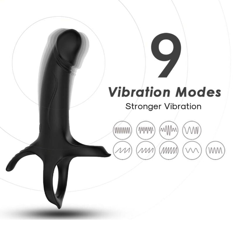 ARMONY DILDO COM ANEL E VIBRADOR PRETO