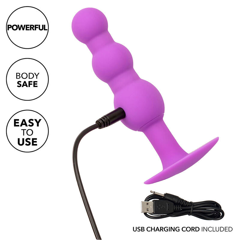 CALEXOTICS FIRST TIME PLUG ANAL SONDA TRIPLA DE CONTAS 10 VIBRAaaES ROXO