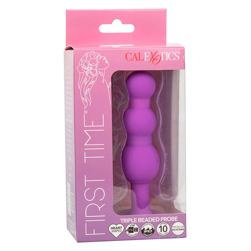 CALEXOTICS FIRST TIME PLUG ANAL SONDA TRIPLA DE CONTAS 10 VIBRAaaES ROXO