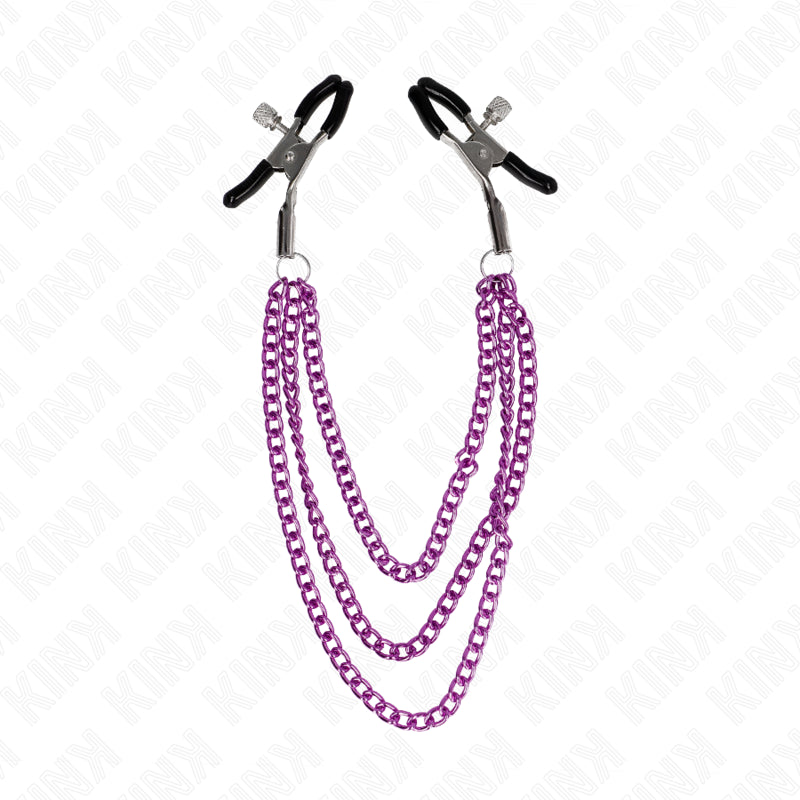 KINK PINaAS PARA BICOS COM 3 CORRENTES ROXO 20 23 28 CM