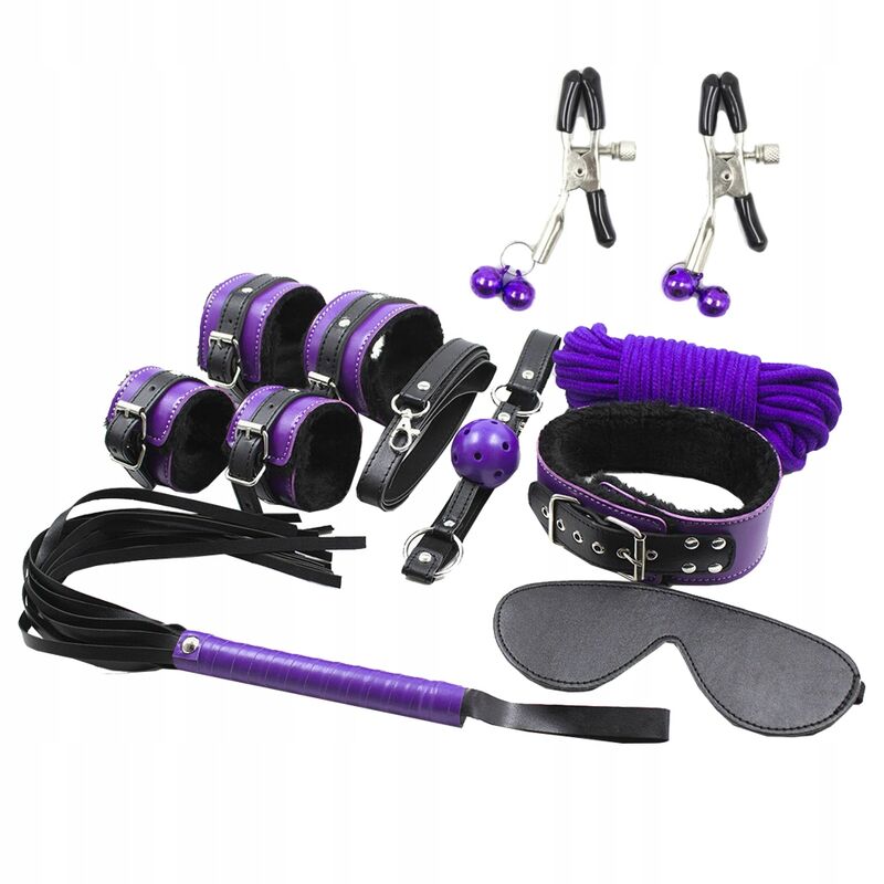 SECRETPLAY BDSM SET 8PCS PURBLE BLACK