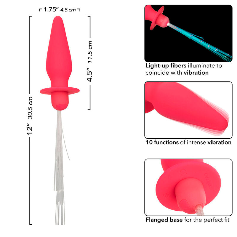 CALEXOTICS SOUTHERN LIGHTS LIGHT UP ANAL PLUG 10 VIBRAaaES SILICONE ROSA