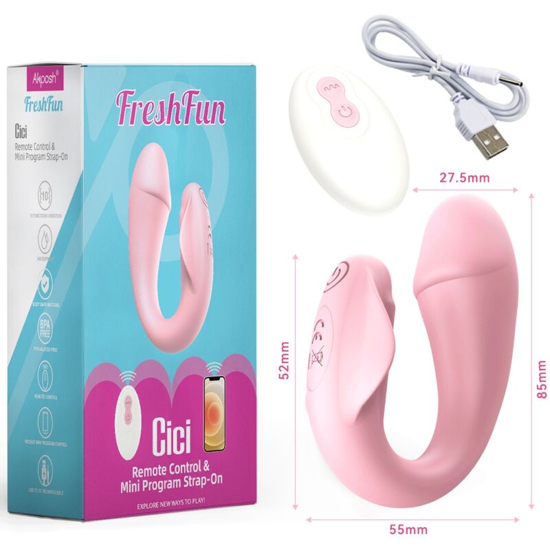 ARMONY FRESHFUN CICI STAP ON VIBRADOR CONTROLE REMOTO E APLICATIVO 10 VIBRAaaES ROSA