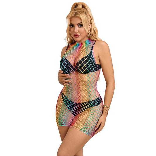 SUBBLIME 952433 RAINBOW GOLA ALTA SEM MANGAS FISHNET BODYSTOCKING TAMANHO aNICO