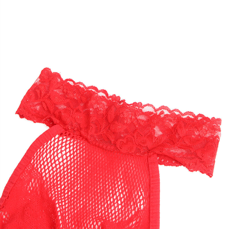 SUBBLIME 952372 BODYSTOCKING SEM FUNDO DE REDE E RENDA COM GOLA ALTA VERMELHO TAMANHO aNICO