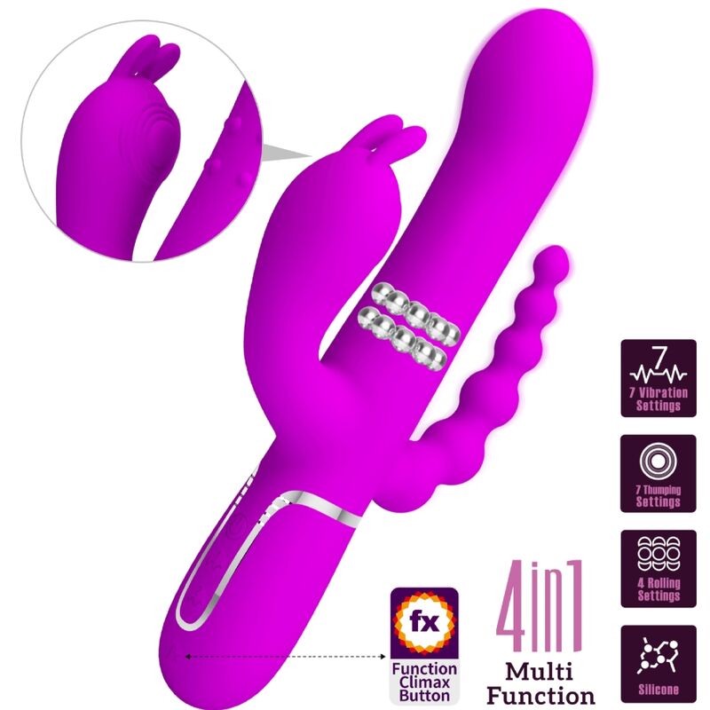 PRETTY LOVE CAMMY VIBRADOR TRIPLO MULTIFUNCIONAL 4 EM 1 ROSA