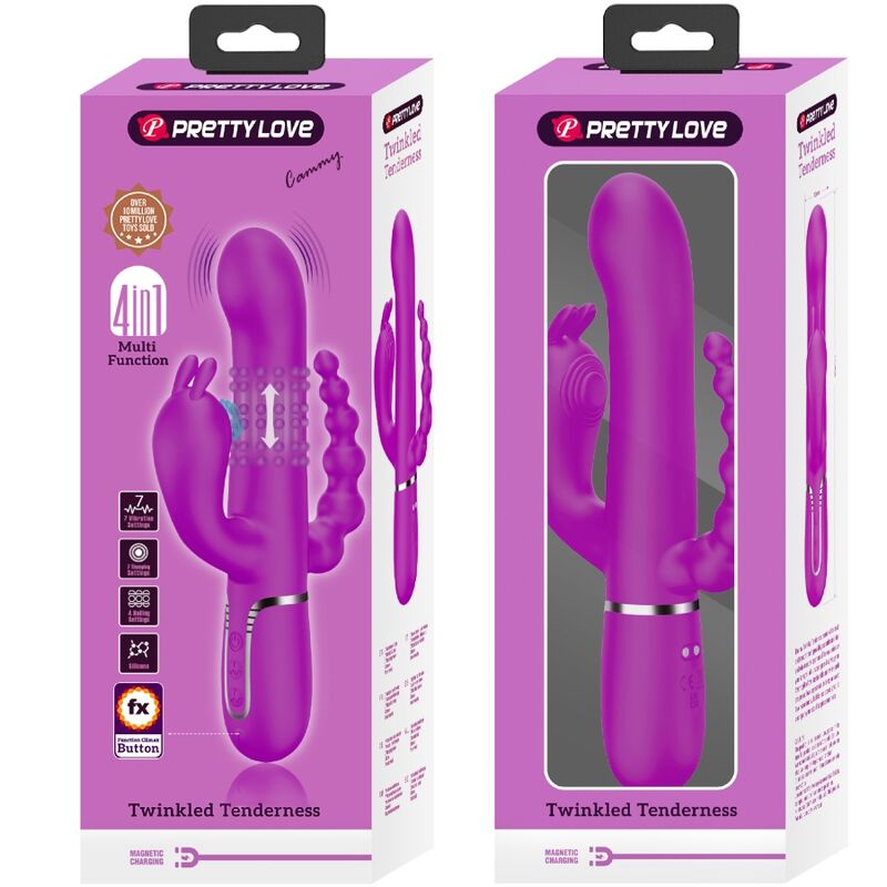 PRETTY LOVE CAMMY VIBRADOR TRIPLO MULTIFUNCIONAL 4 EM 1 ROSA