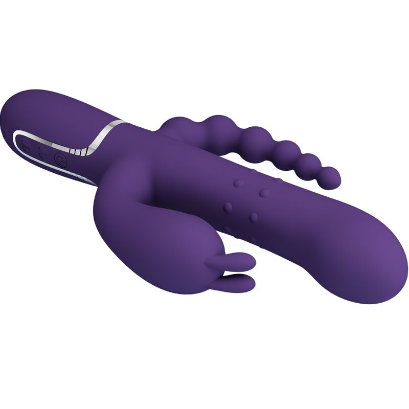 PRETTY LOVE CAMMY TRIPLO VIBRADOR MULTIFUNaaO 4 EM 1 ROXO