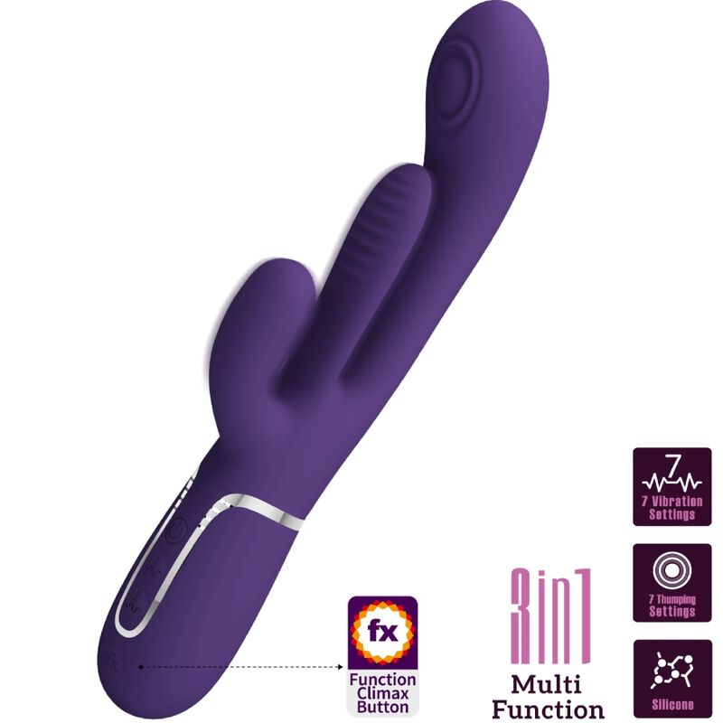 PRETTY LOVE SHANIA TRIPLE RABBIT VIBRADOR MULTIFUNCIONAL ROXO