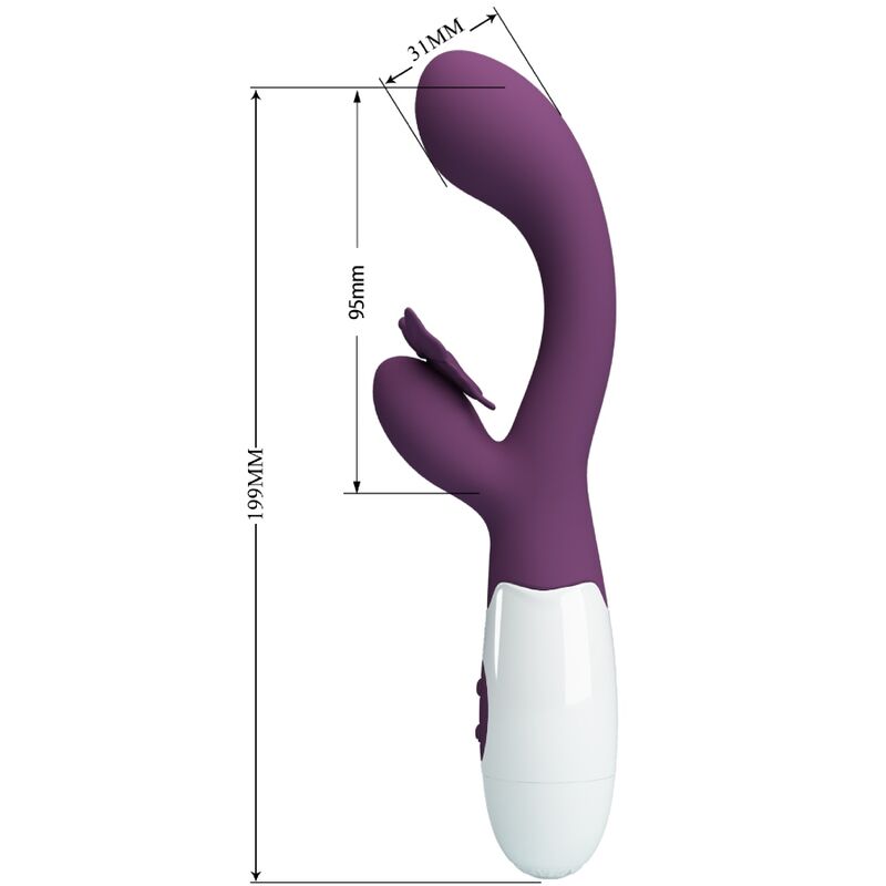 PRETTY LOVE BUTTERFLY KISS VIBRADOR DE COELHO E ESTIMULADOR DE PONTO G ROXO