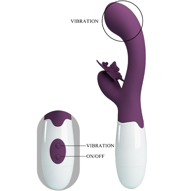 PRETTY LOVE BUTTERFLY KISS VIBRADOR DE COELHO E ESTIMULADOR DE PONTO G ROXO