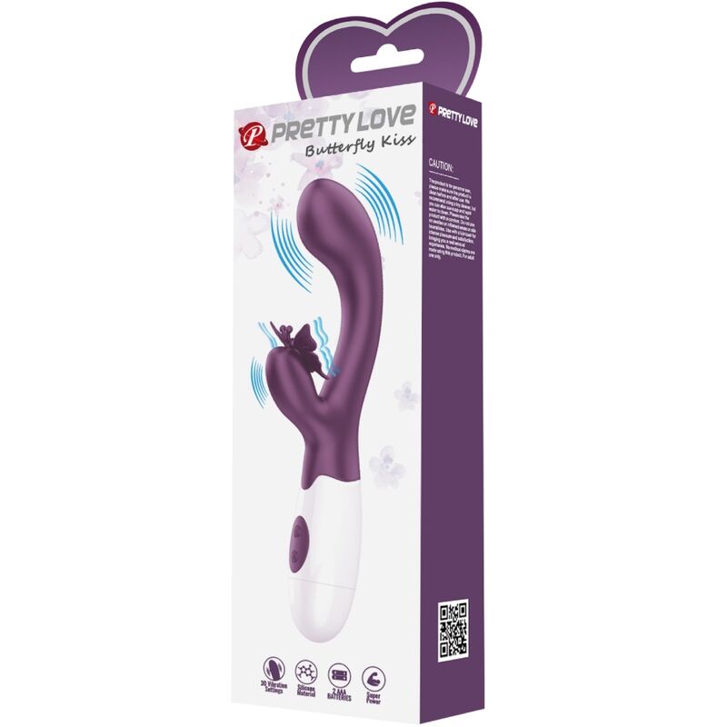 PRETTY LOVE BUTTERFLY KISS VIBRADOR DE COELHO E ESTIMULADOR DE PONTO G ROXO