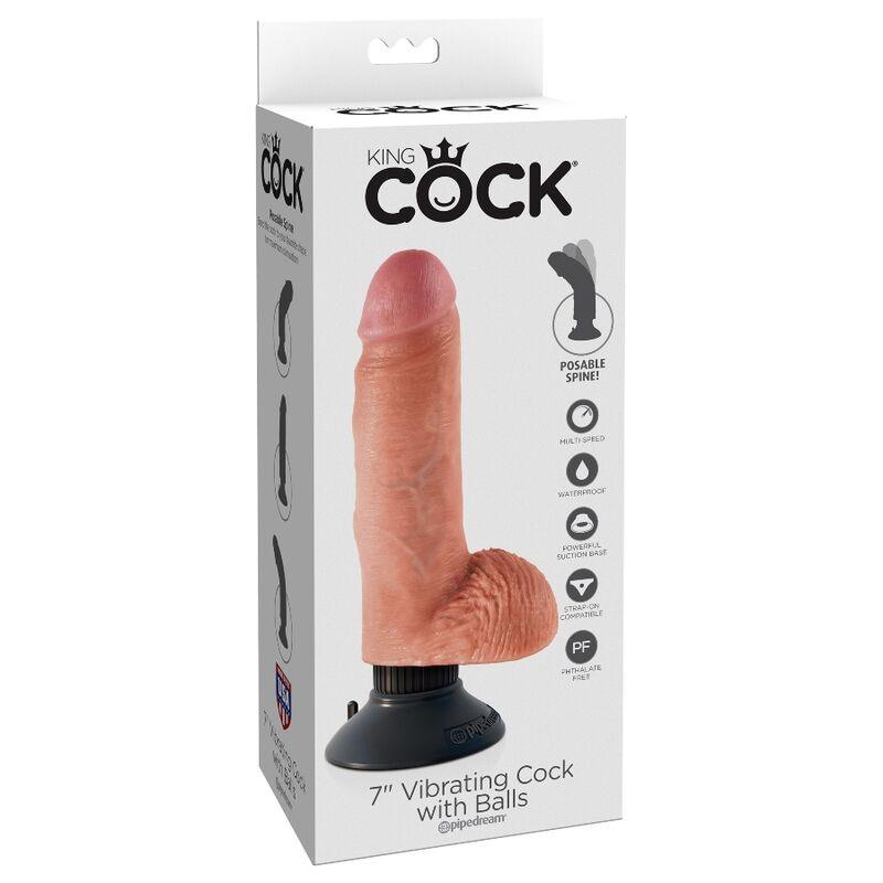 KING COCK DILDO VIBRADOR COM TESTiCULOS 1778 CM NATURAL