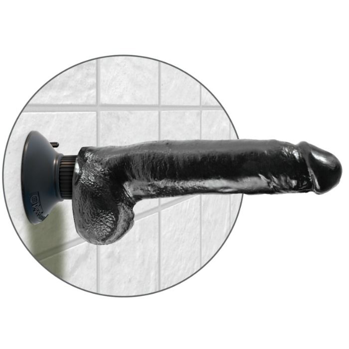 KING COCK DILDO VIBRANTE COM TESTiCULOS 23 CM PRETO