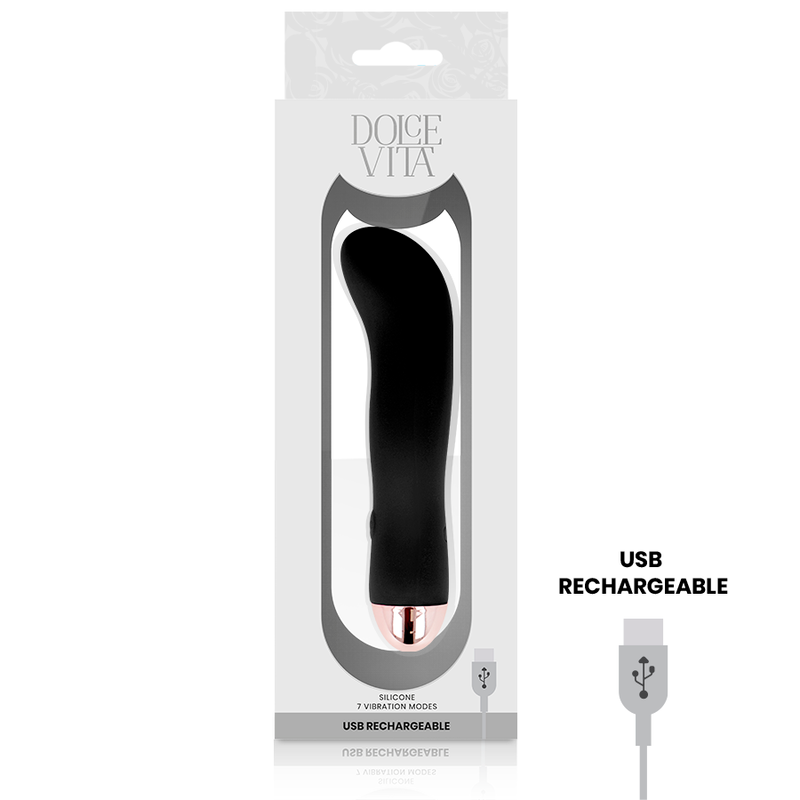 DOLCE VITA - VIBRADOR RECARREGÁVEL DOIS PRETO 7 VELOCIDADE