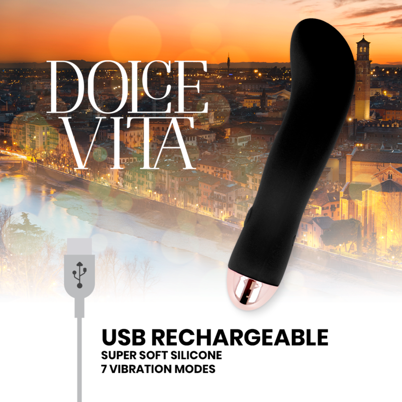 DOLCE VITA - VIBRADOR RECARREGÁVEL DOIS PRETO 7 VELOCIDADE