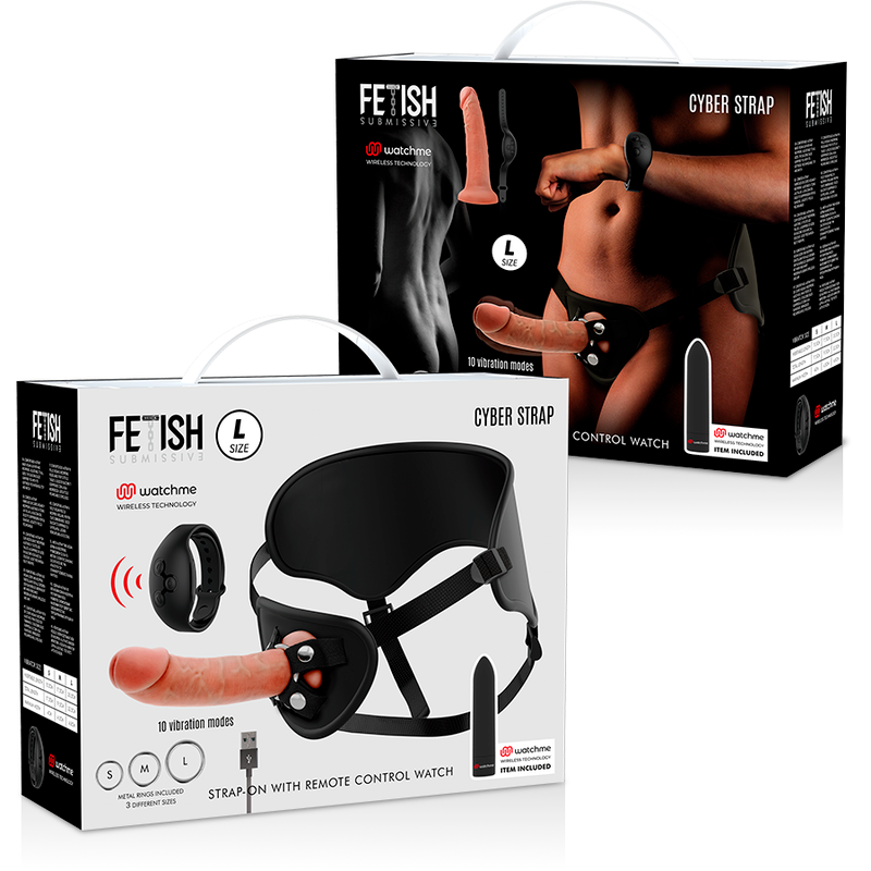 FETISH SUBMISSIVE CYBER STRAP - ARNÊS COM DILDO E BALA CONTROLE REMOTO TECNOLOGIA WATCHME L