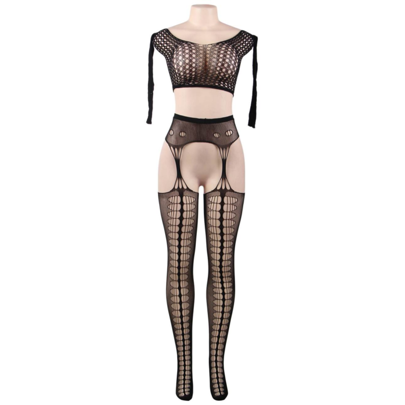 QUEEN LINGERIE - BODYSTOCKING TOP MANGA COMPRIDA S/L