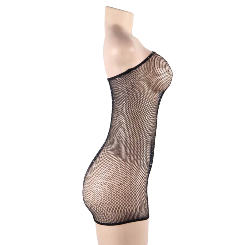 QUEEN LINGERIE - VESTIDO CORPO REDE COM DIAMANTES S/L