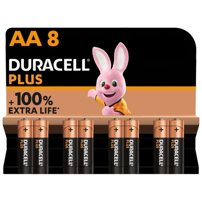 DURACELL - PLUS POWER 100 BATERIA ALCALINA AA LR6 8 UNIDADE