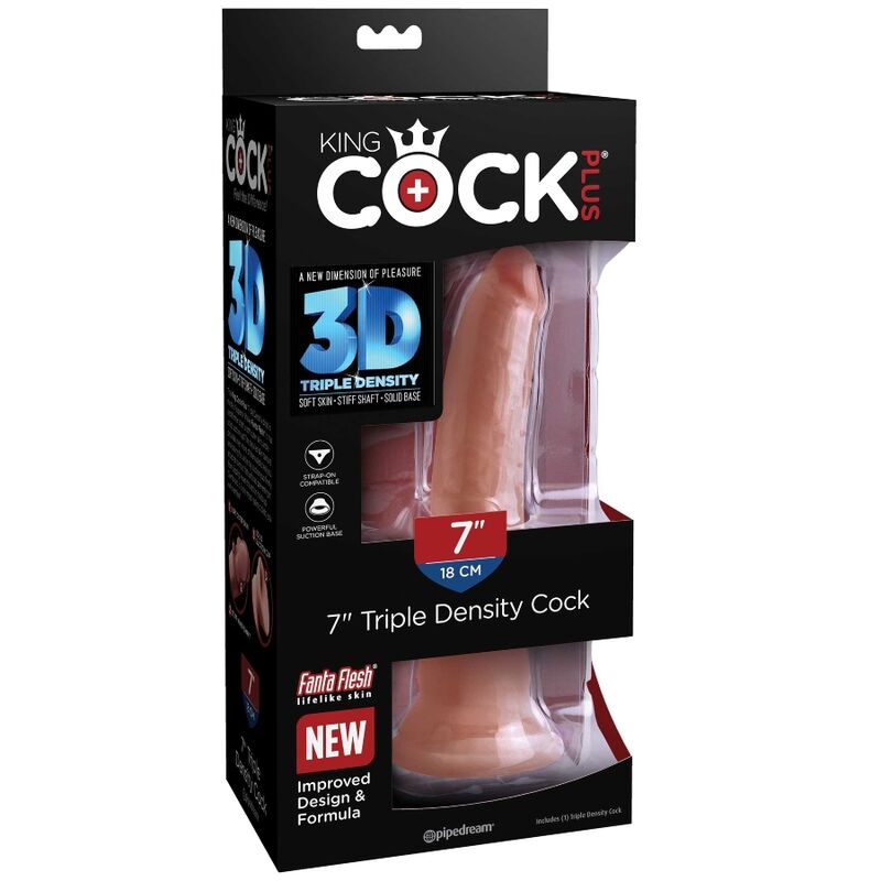 KING COCK - PLUS 3D DILDO TRIPLA DENSIDADE 18 CM