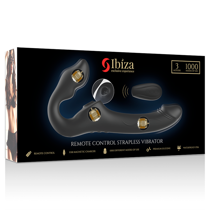 IBIZA - VIBRADOR STRAPLESS DE CONTROLE REMOTO 3 MOTORES 1000 COMBINAÕES.