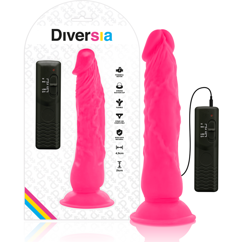 DIVERSIA - FLEXÍVEL VIBRATÓRIO ROSA 21 CM -O- 4.9 CM