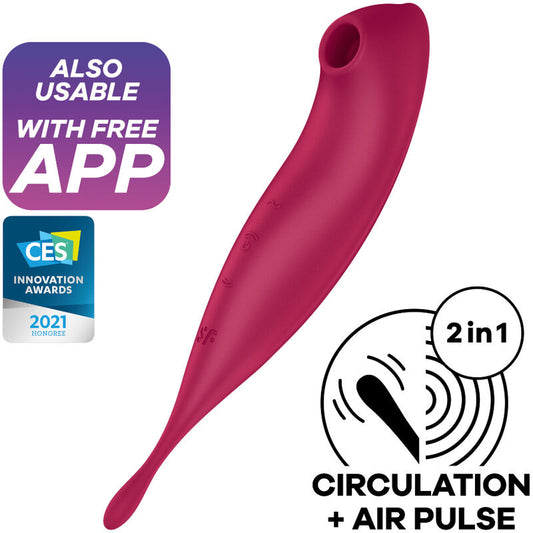 SATISFYER - TWIRLING PRO+ ESTIMULADOR DE PULSO DE AR E APLICATIVO VIBRADOR VERMELHO