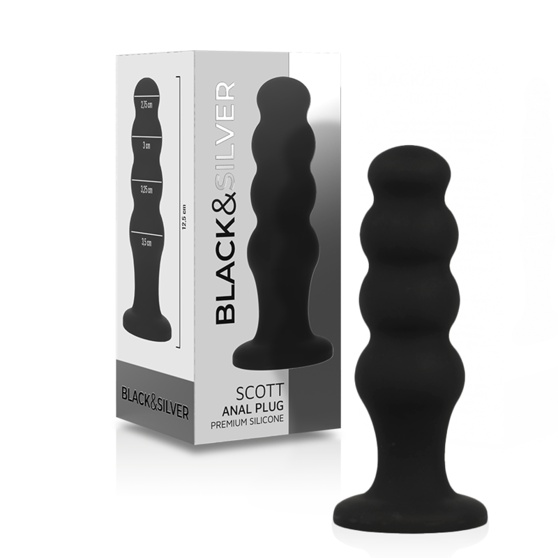 BLACK&SILVER - PLUG ANAL DE SILICONE SCOTT PREMIUM PRETO