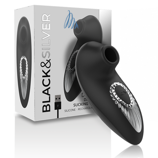 BLACK&SILVER - DRAKE DELUXE SUCKING VIBE SILICONE RECARREGÁVEL PRETO