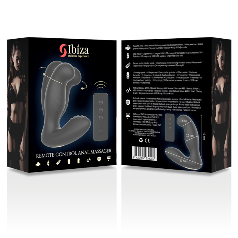 IBIZA - CONTROLE REMOTO MASSAJADOR ANAL 10 x 3,5 CM