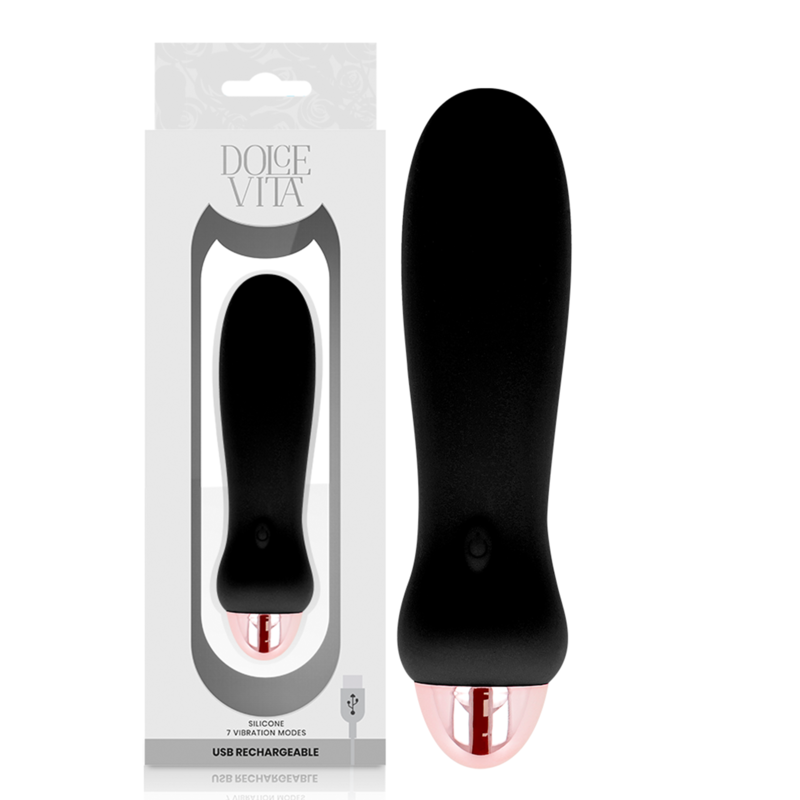 DOLCE VITA - VIBRADOR RECARREGÁVEL CINCO PRETO 7 VELOCIDADES