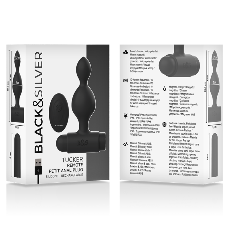 BLACK&SILVER - CONTROLE REMOTO DE PLUG ANAL DE SILICONE TUCKER PEQUENO