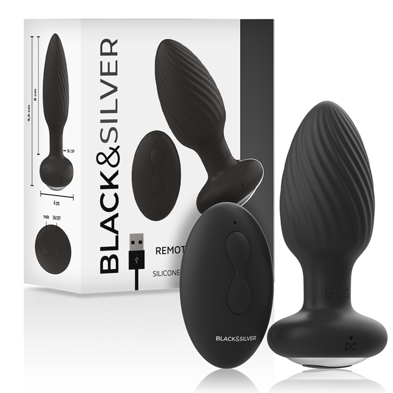 BLACK&SILVER - PLUG DE POÇOS SILICONE ANAL ROTATOR CONTROLE REMOTO