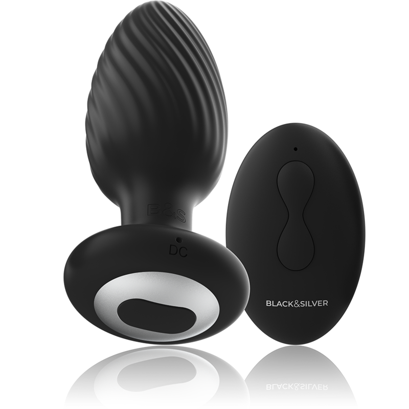 BLACK&SILVER - PLUG DE POÇOS SILICONE ANAL ROTATOR CONTROLE REMOTO