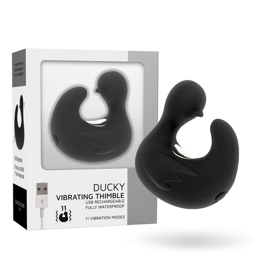 BLACK&SILVER - DEDAL DE PATO ESTIMULANTE DE SILICONE RECARREGÁVEL DUCKYMANIA