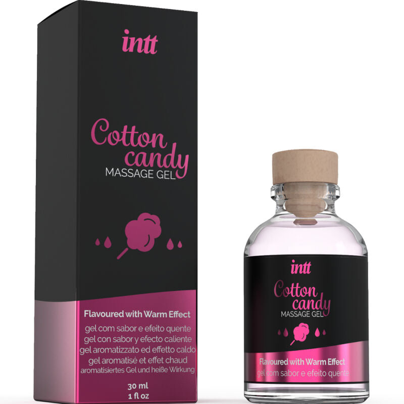 INTT MASSAGE & ORAL SEX - GEL DE MASSAGEM COM SABOR ALGODÃO DOCE E EFEITO AQUECENTE