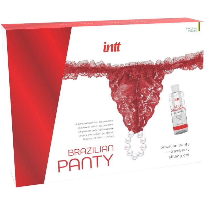 INTT RELEASES - CALÇA VERMELHA BRASILEIRA COM PÉROLAS E GEL LUBRIFICANTE 50 ML