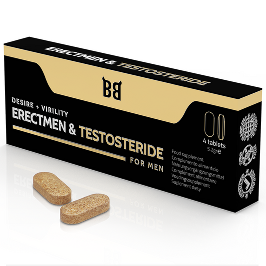 BLACK BULL - ERECTMEN & PODER DE TESTOSTERIDA E TESTOSTERONA PARA HOMENS 4 CÁPSULAS