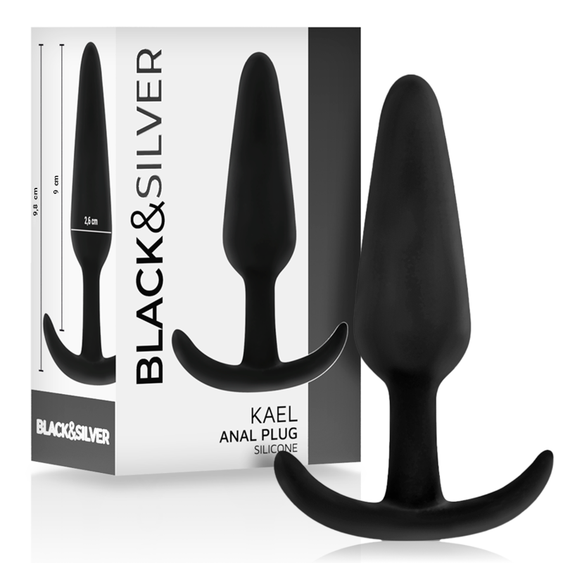 BLACK&SILVER - PLUG ANAL DE SILICONE KAEL COM CABO MÉDIO