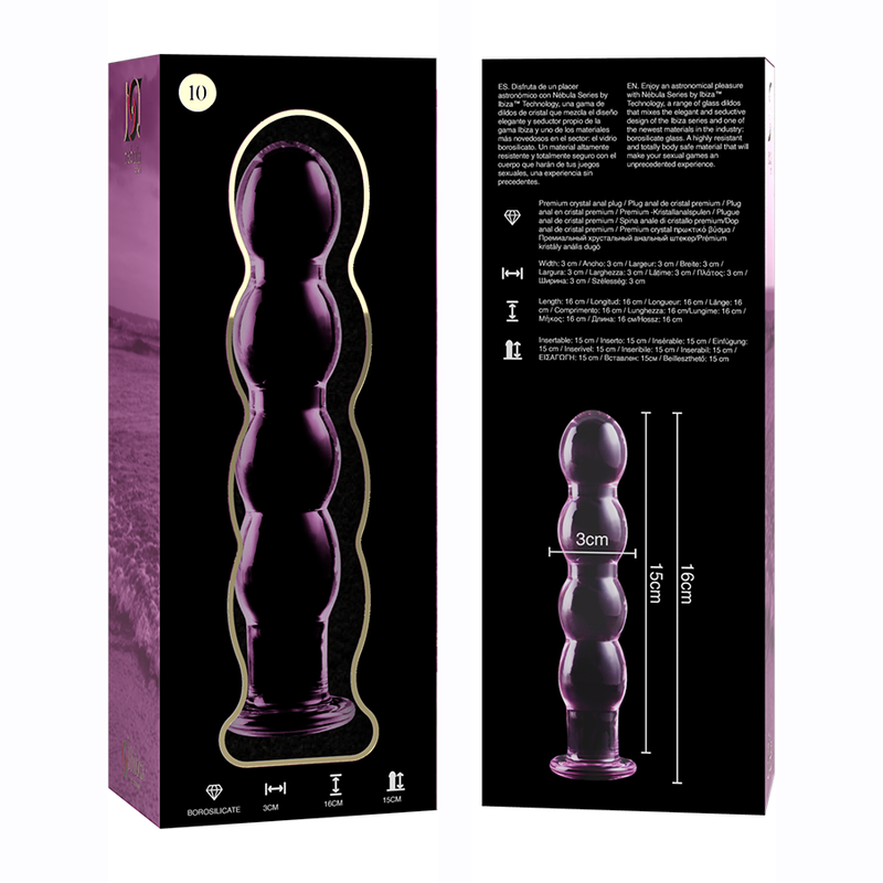 NEBULA SERIES BY IBIZA - MODELO 10 DILDO VIDRO BOROSILICADO TRANSPARENTE 16.5 CM -O- 3.5 CM