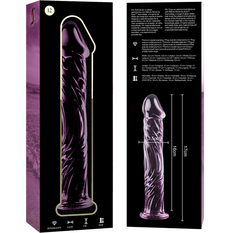 NEBULA SERIES BY IBIZA - MODELO 12 DILDO VIDRO BOROSILICADO TRANSPARENTE 17 CM -O- 3.5 CM