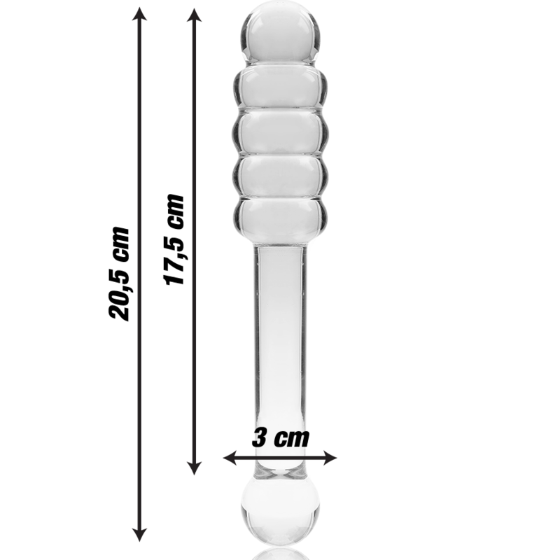 NEBULA SERIES BY IBIZA - MODELO 20 DILDO VIDRO BOROSILICADO TRANSPARENTE 20.5 CM -O- 3 CM