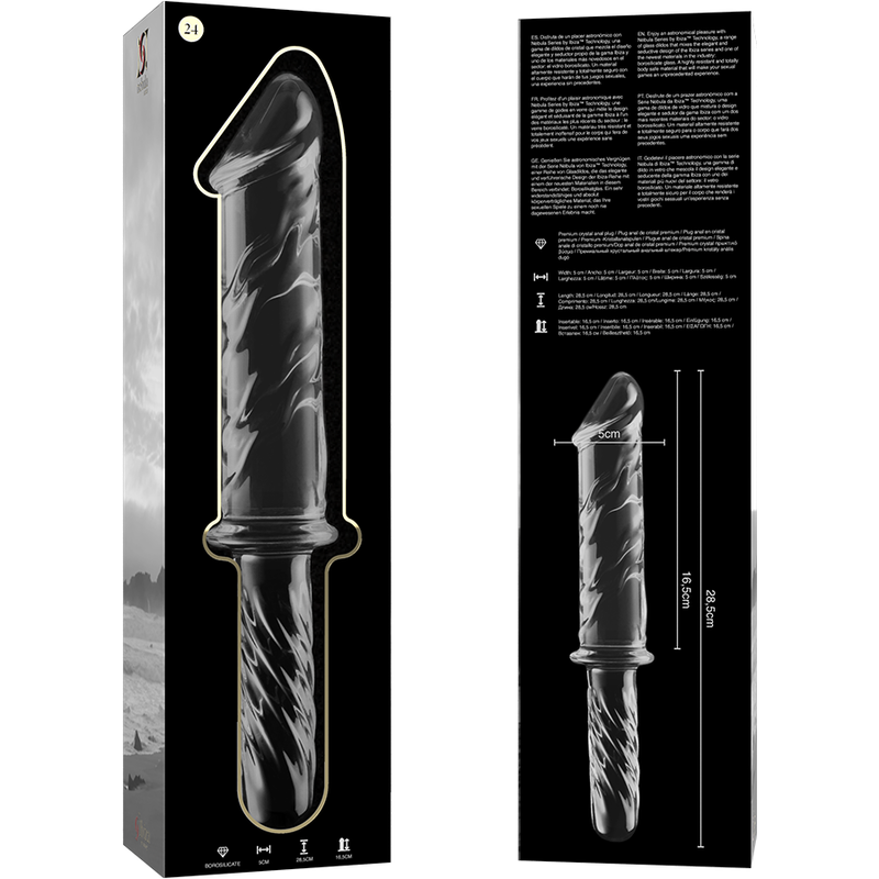 NEBULA SERIES BY IBIZA - MODELO 24 DILDO VIDRO BOROSILICADO TRANSPARENTE 28.5 CM -O- 5 CM