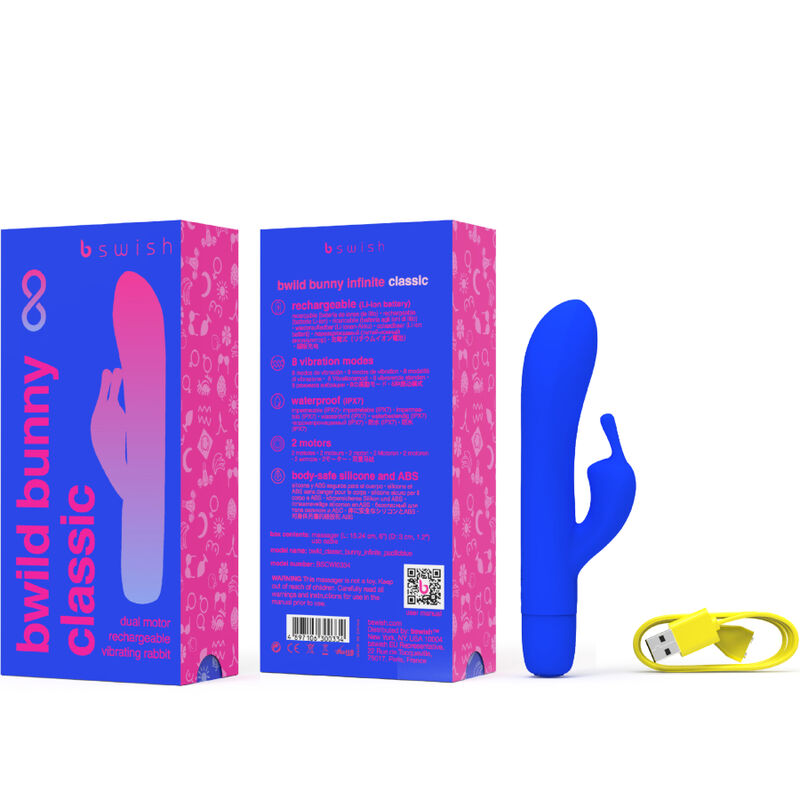 B SWISH - BWILD BUNNY INFINITE CLASSIC RECARREGVEL VIBRADOR AZUL SILICONE